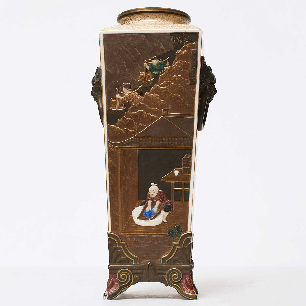 Pair of 1874 Royal Worcester Chinoiserie Vases