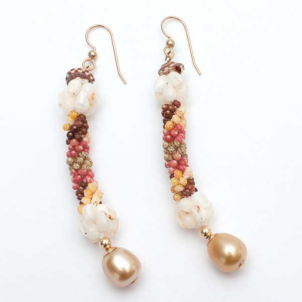 Ni'ihau Crownflower Poe Poe Gold Earrings