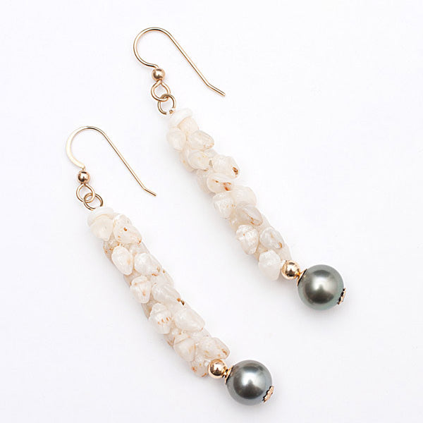Uli Uli Ni'ihau Shell & Tahitian Pearl Earrings