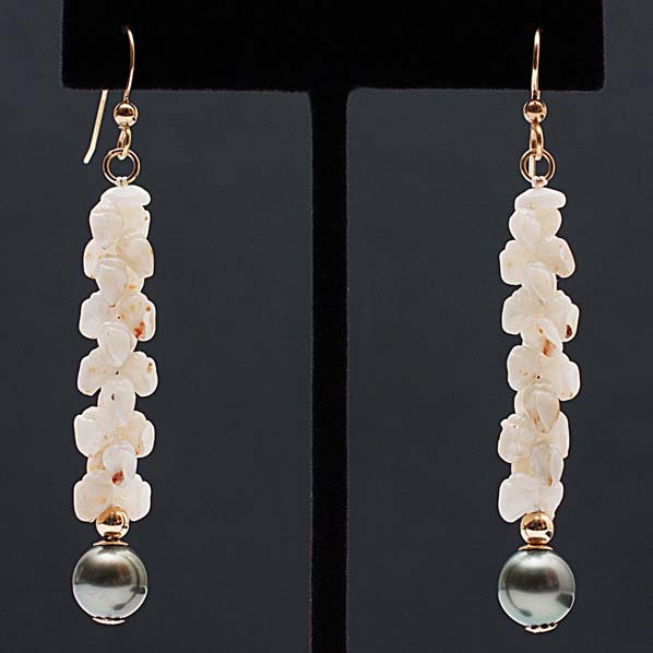 Uli Uli Ni'ihau Shell & Tahitian Pearl Earrings