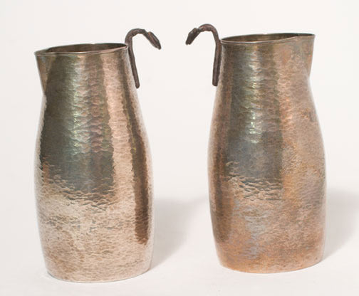 Pair of Silver Tokkuri by Unknown