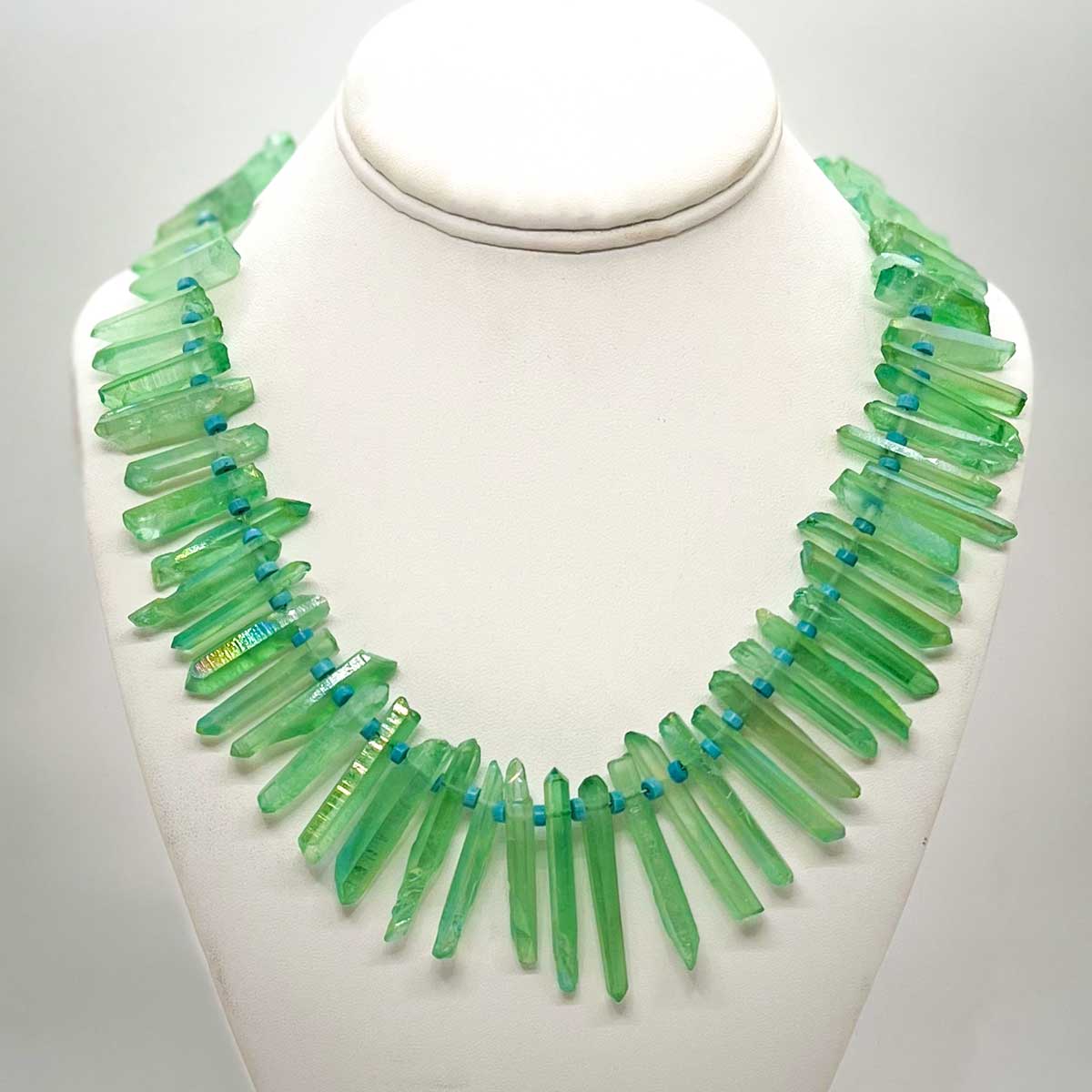 Green Titanium Crystal Necklace by Judy Buntin