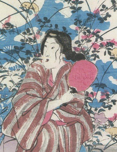 A Beauty with Autumn Flowers by Utagawa Yoshikazu