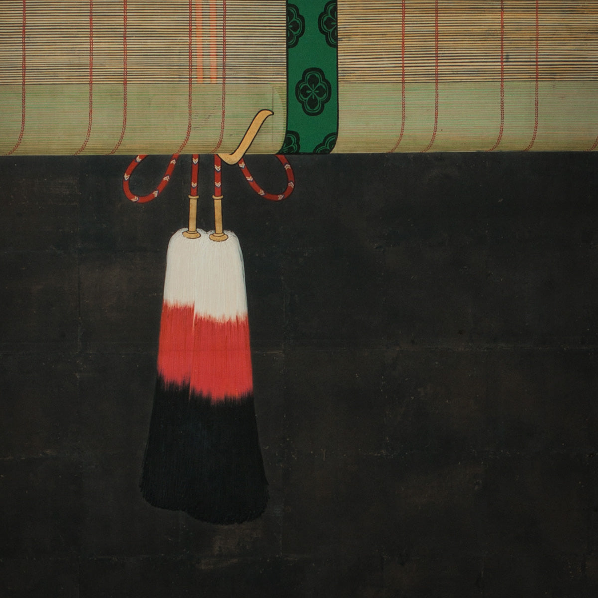 Cat & Sudare Two-Panel Taisho Period Byobu by Atomi Kakei
