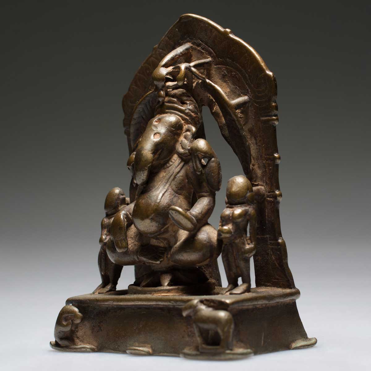 18th Century Bronze Ganesha with 2 Consorts