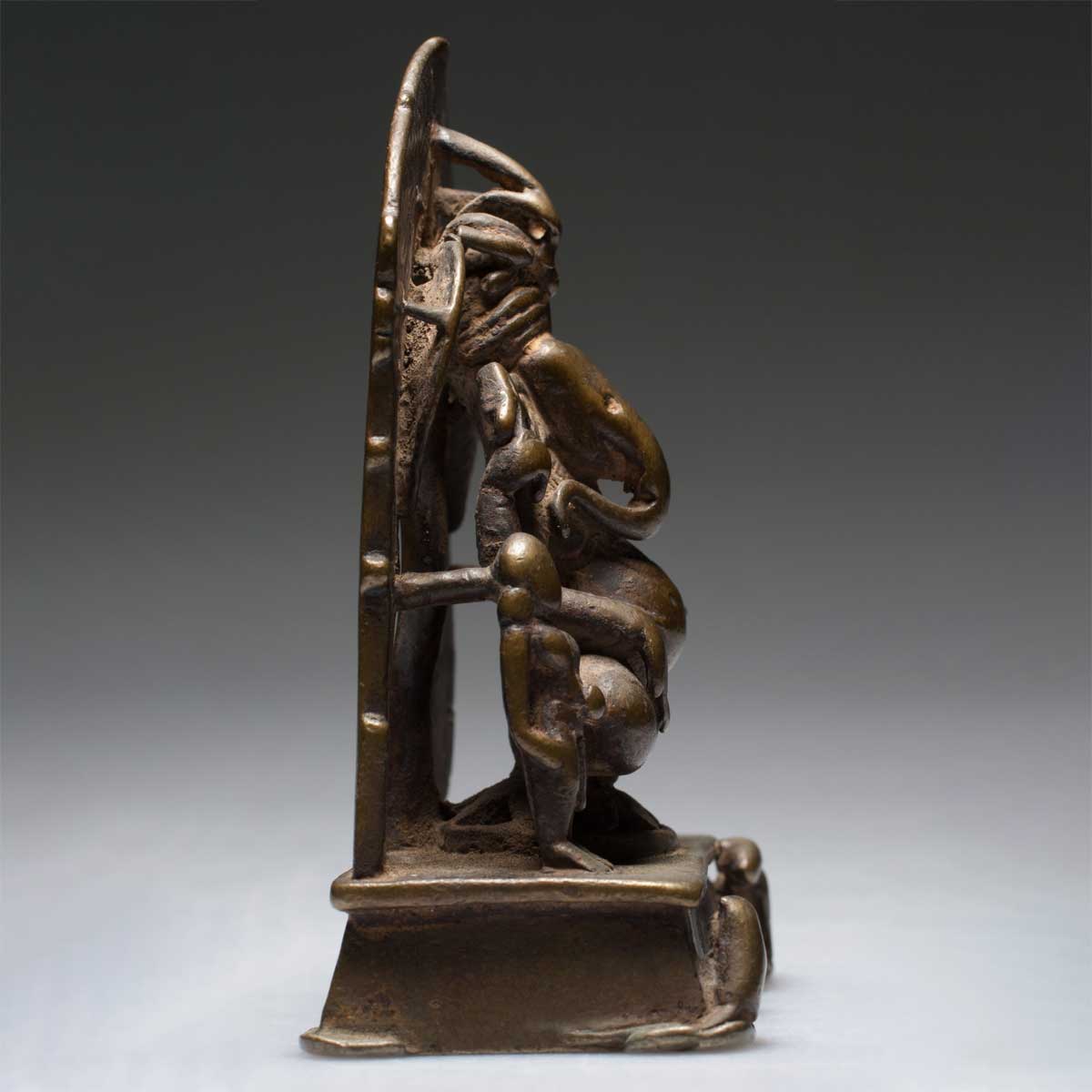 18th Century Bronze Sculpture of Ganesha with 2 Consorts
