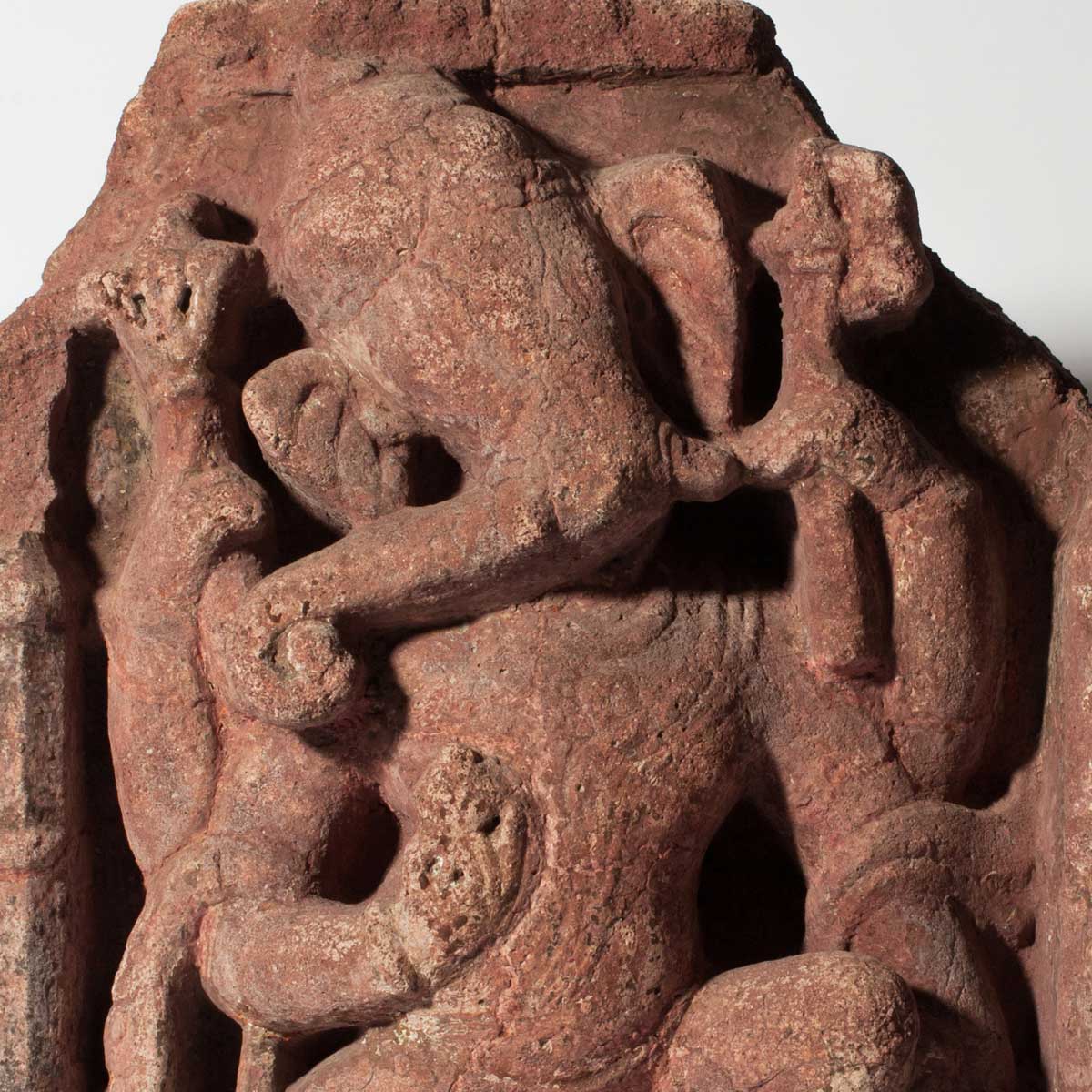 18th Century Sandstone Carving of Dancing Ganesha