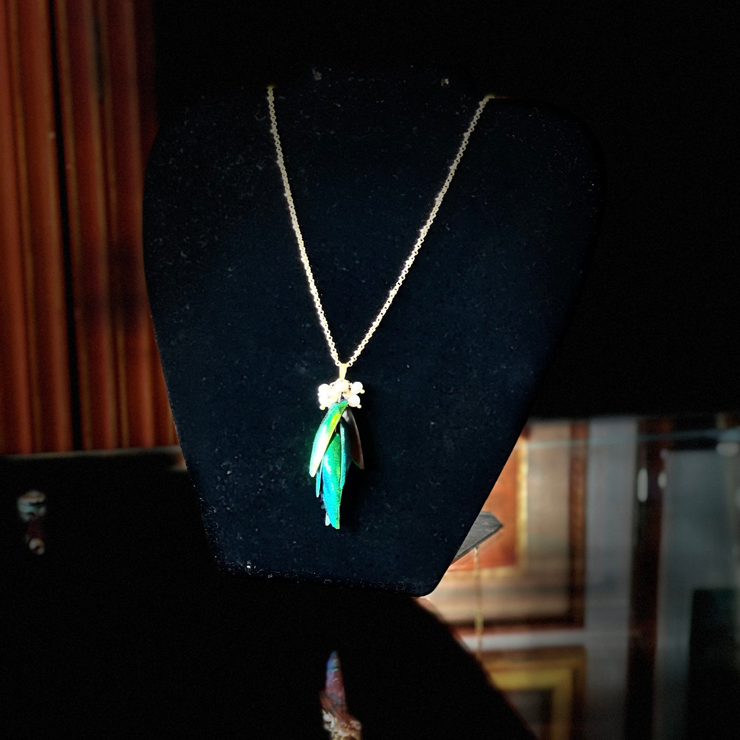 Beetle-Wing Cluster Necklace by Judy Buntin
