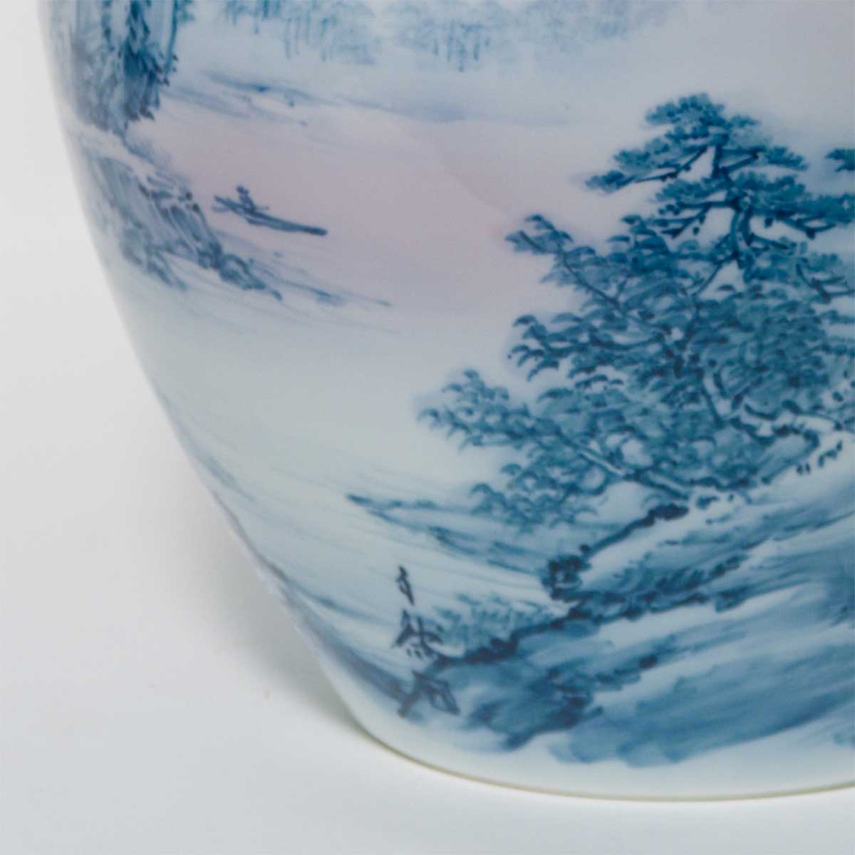 Large Hand-painted Porcelain Landscape Vase by Shumei Fujii