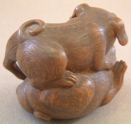 Item #396: Netsuke of Two Puppies Playing