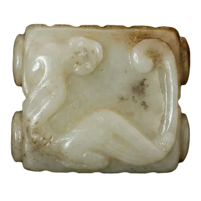 Item #13922: White Double Jade Cong with Dragon
