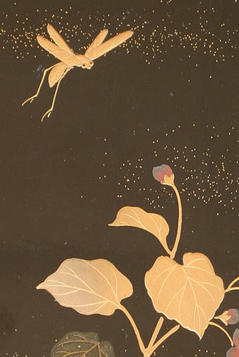 Item #4290: Lacquer Tray with Flower & Grasshopper Design