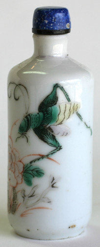 Item #2357: Snuff Bottle with Insect & Flower Design