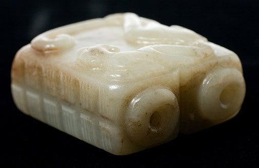 Item #13922: White Double Jade Cong with Dragon
