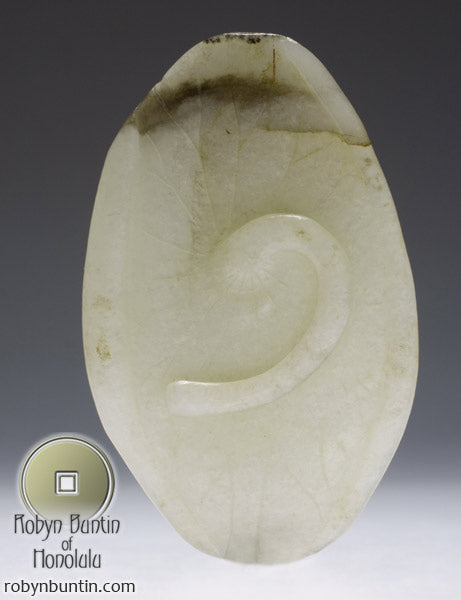 Item #17951: White Jade Frog & Lotus Leaf Garment Hook