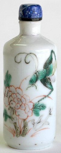 Item #2357: Snuff Bottle with Insect & Flower Design