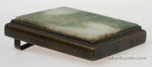 Item #15210: Moss In Snow Jadeite Belt Hook