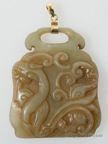 Item #15300: Jade Water Dragon Pendant