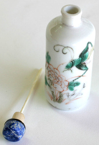 Item #2357: Snuff Bottle with Insect & Flower Design