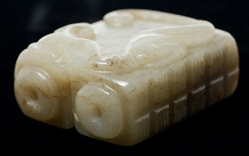 Item #13922: White Double Jade Cong with Dragon