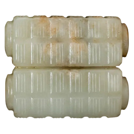 Item #13922: White Double Jade Cong with Dragon