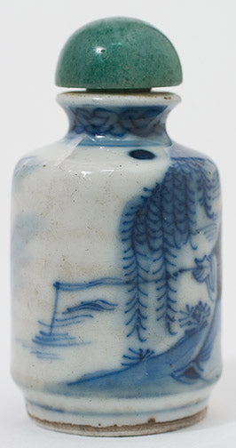 Item #10340: Blue & White Porcelain Snuff Bottle