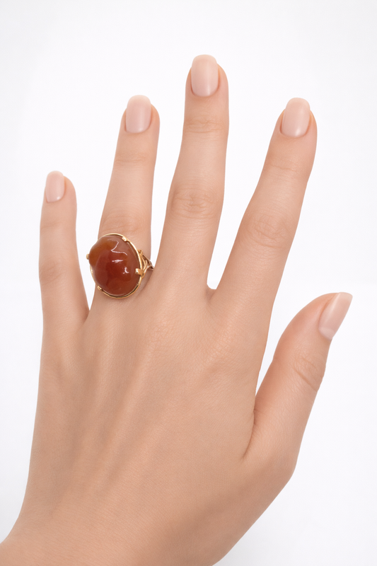 Signed Ming Natural Carnelian Ring