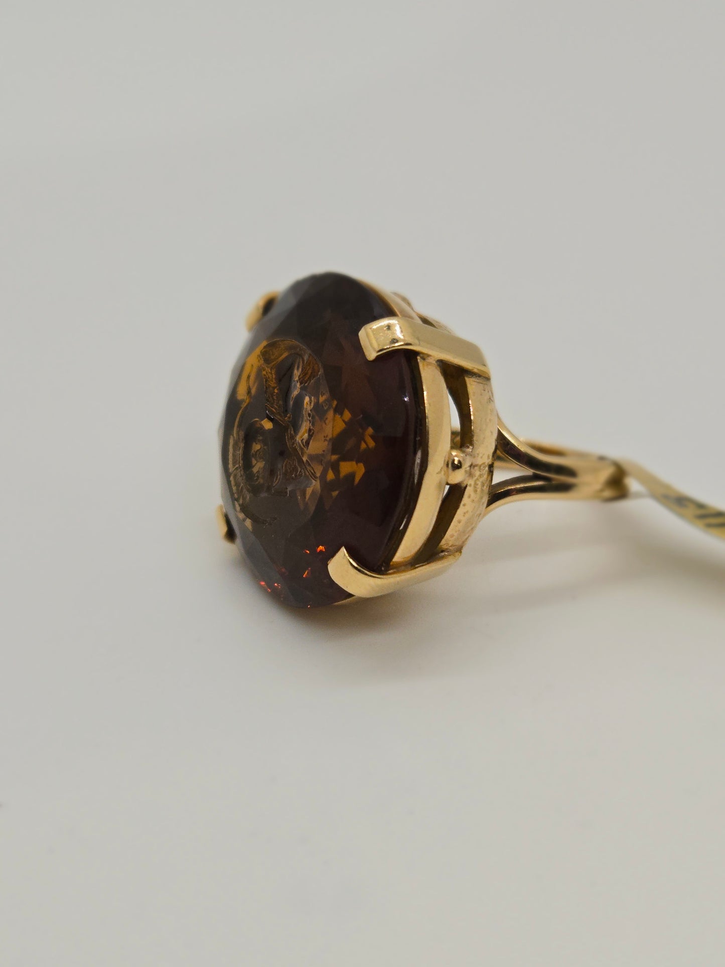 Vintage Ming's Jewelry Topaz Intaglio Ring