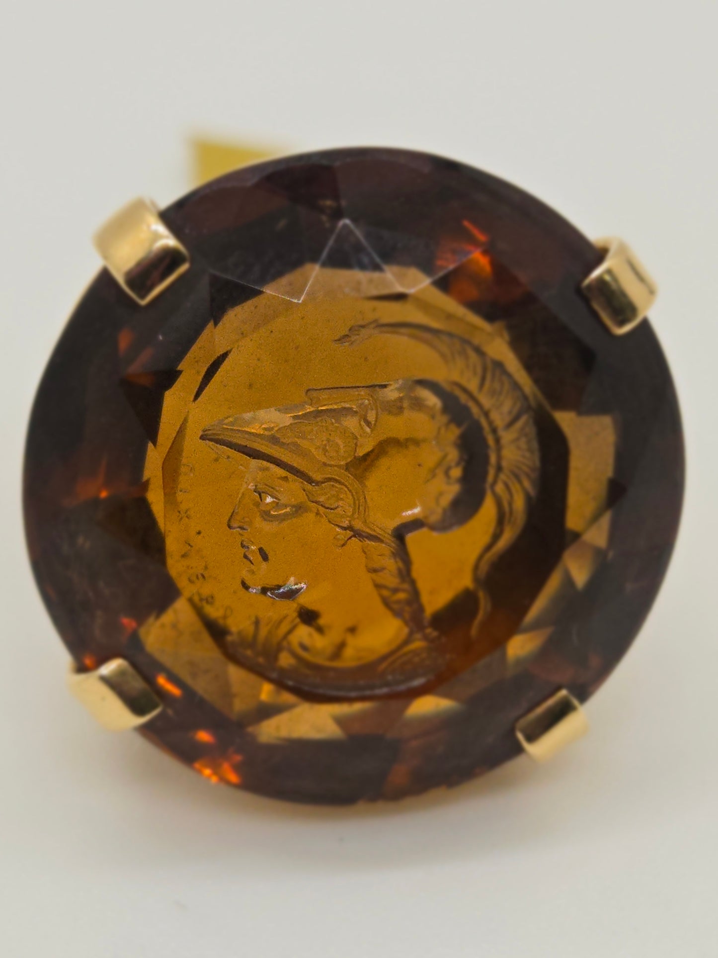 Vintage Ming's Jewelry Topaz Intaglio Ring