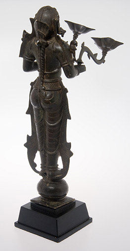 19th Century Bronze Lakshmi with Oil Lamps