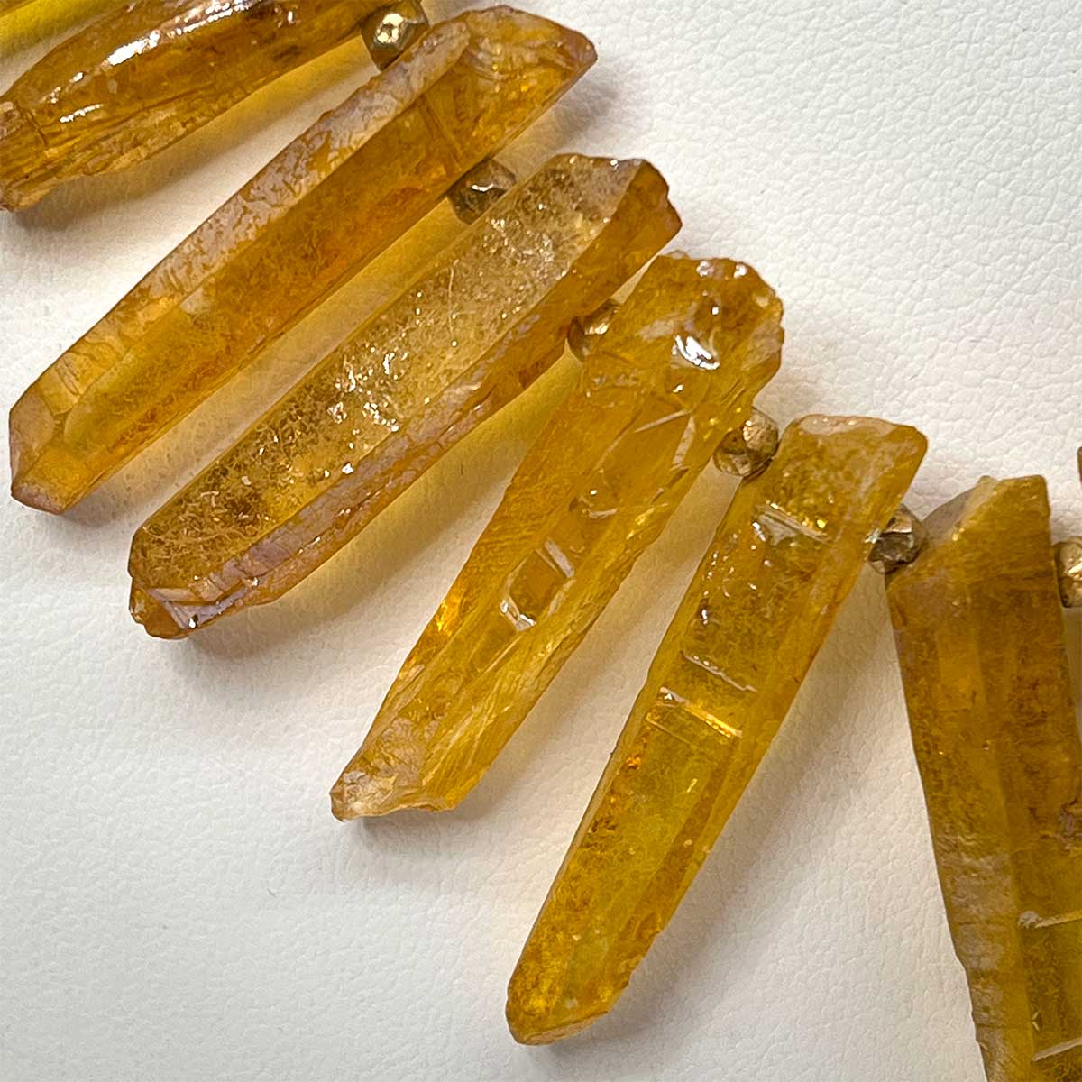 Yellow Quartz Crystal Necklace by Judy Buntin