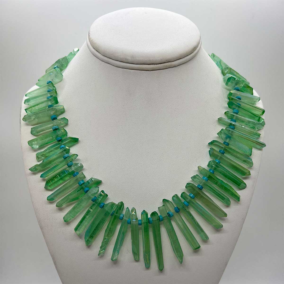 Green Titanium Crystal Necklace by Judy Buntin