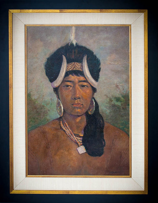 Burmese Oil Painting of Naga Youth attributed to U Mya Aye