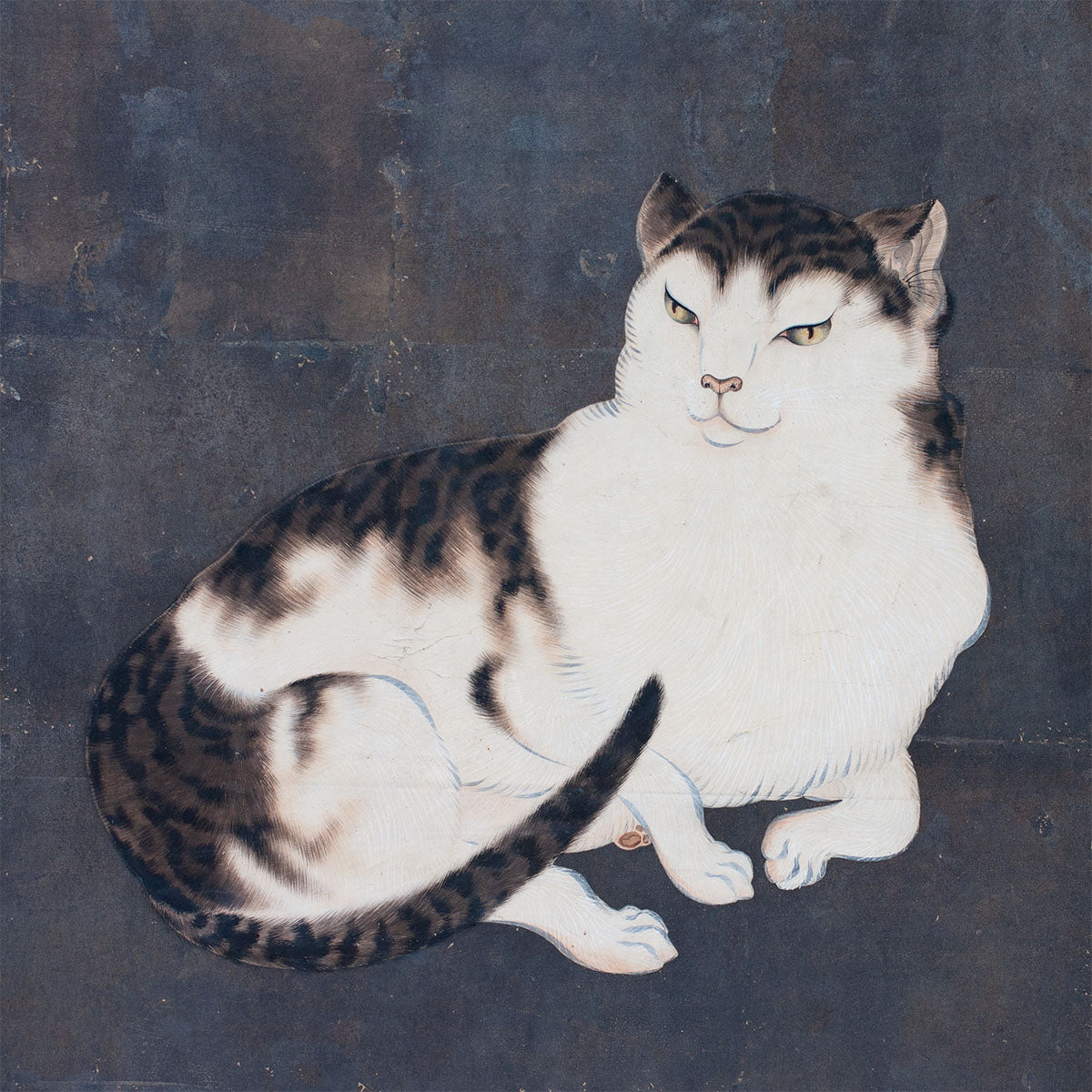 Cat & Sudare Two-Panel Taisho Period Byobu by Atomi Kakei