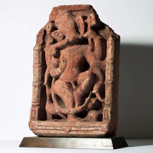 18th Century Sandstone Carving of Dancing Ganesha